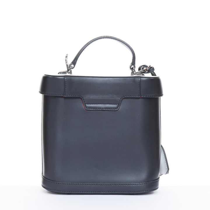 MARK CROSS Benchley smooth black calfskin silver metallic handle bucket bag