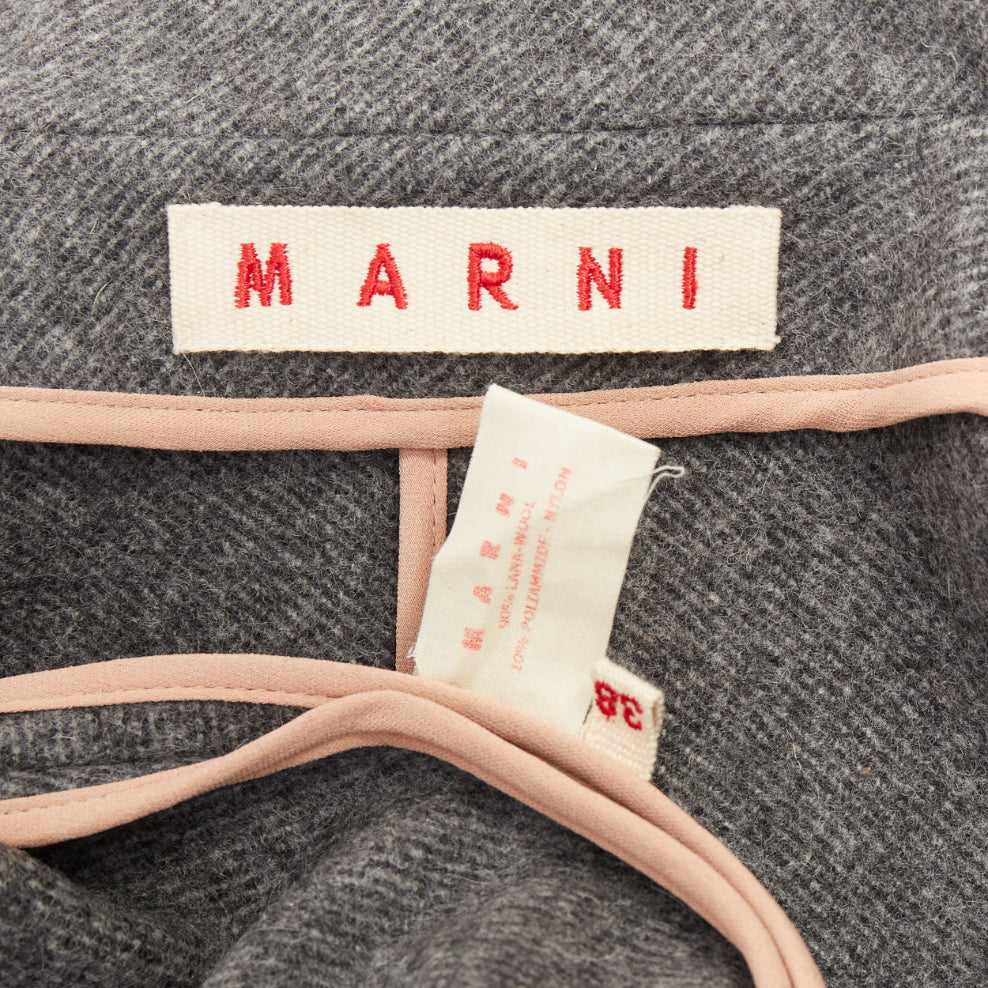 MARNI grey wool blend flannel flutter short swing jacket IT38 XS