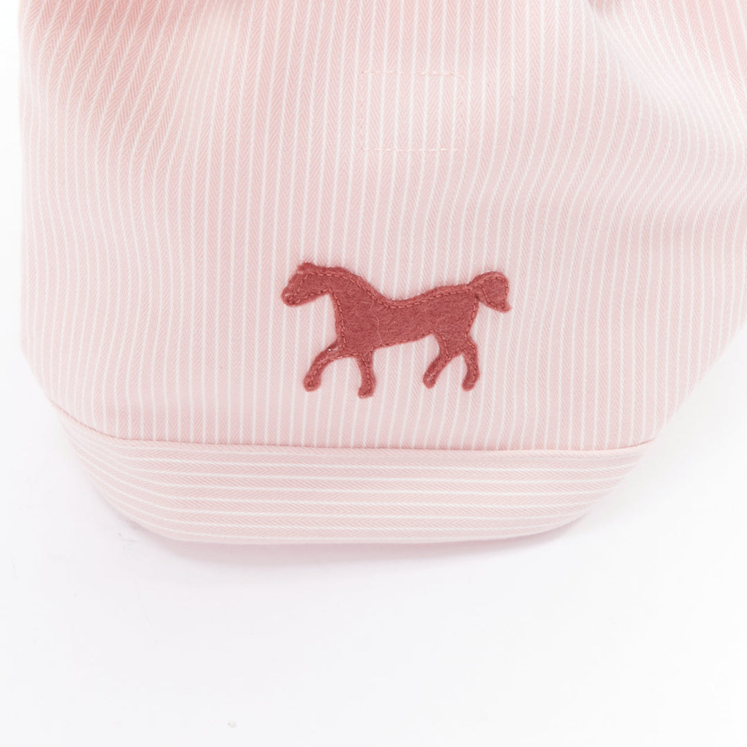 HERMES Cavalcolor pink white cotton wool felt horse backpack