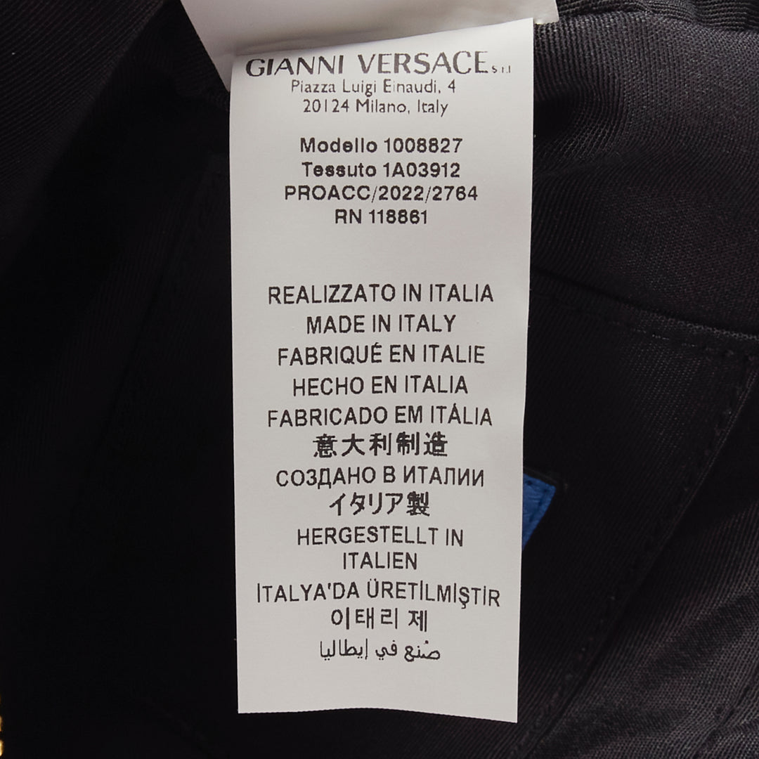 VERSACE blue lambskin leather quilted gold Medusa chain crossbody bag Small