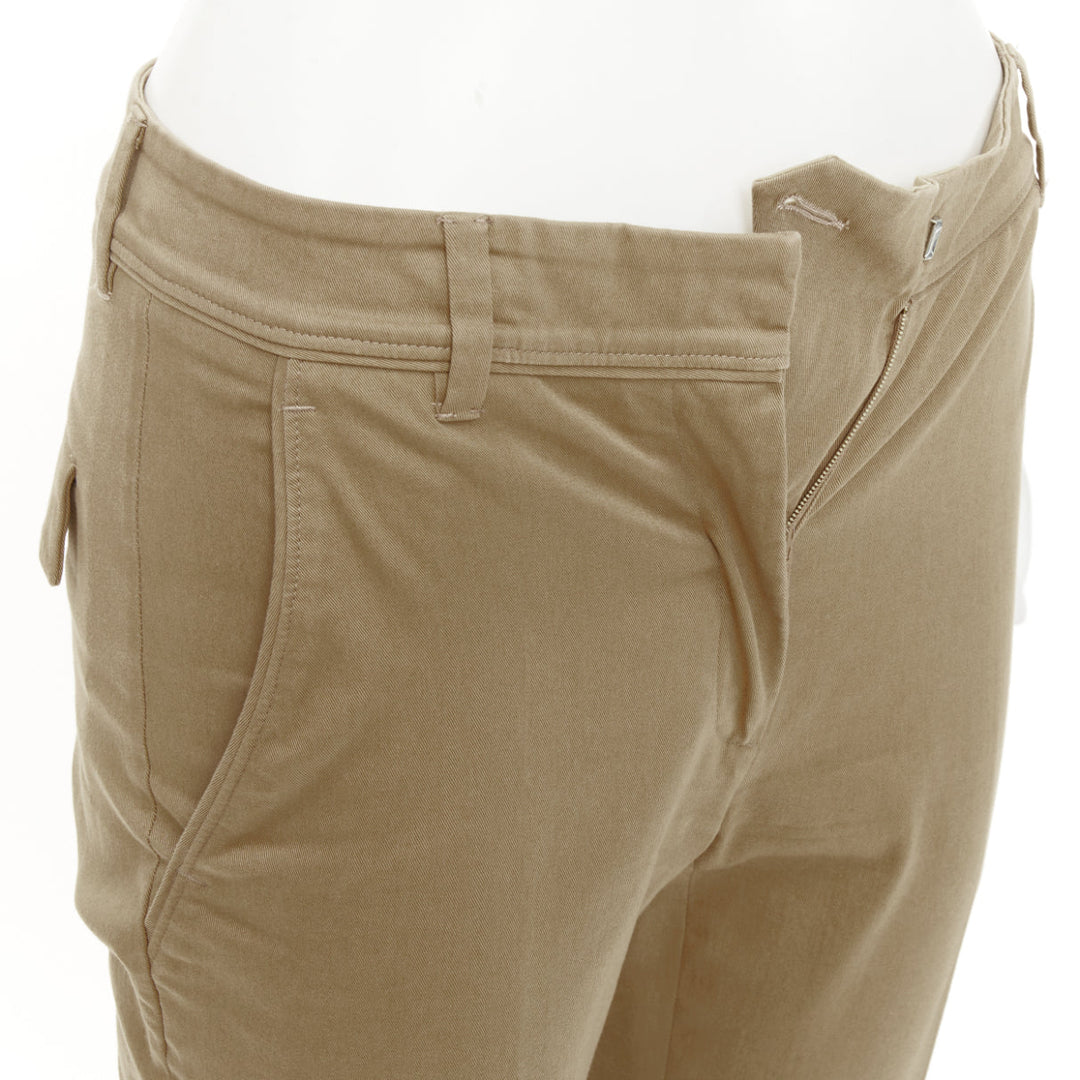 VALENTINO khaki tan cotton slim leg ankle crop slash flap pockets pants IT36 XXS