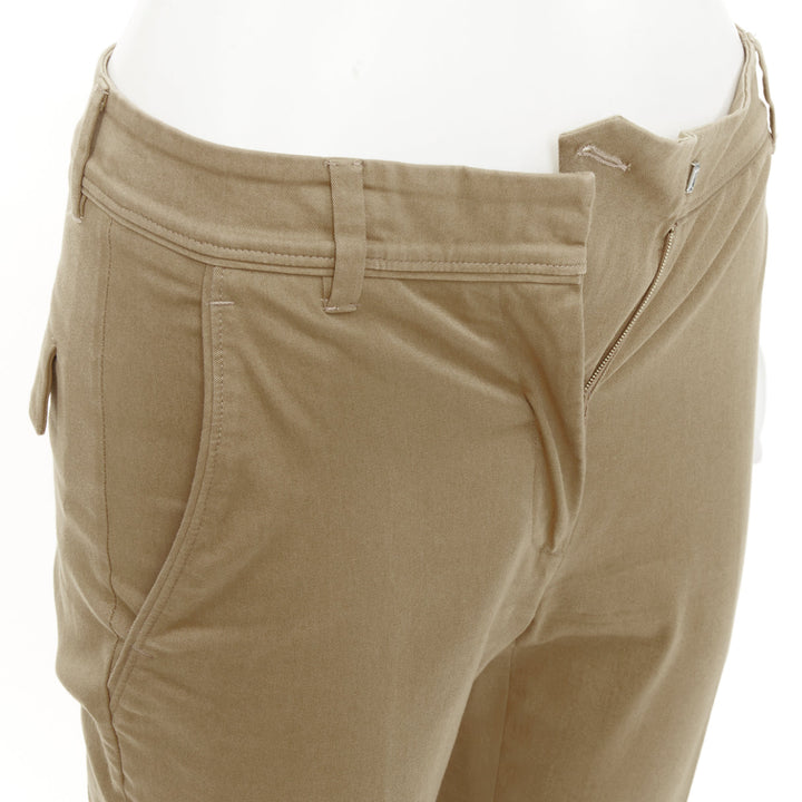 VALENTINO khaki tan cotton slim leg ankle crop slash flap pockets pants IT36 XXS