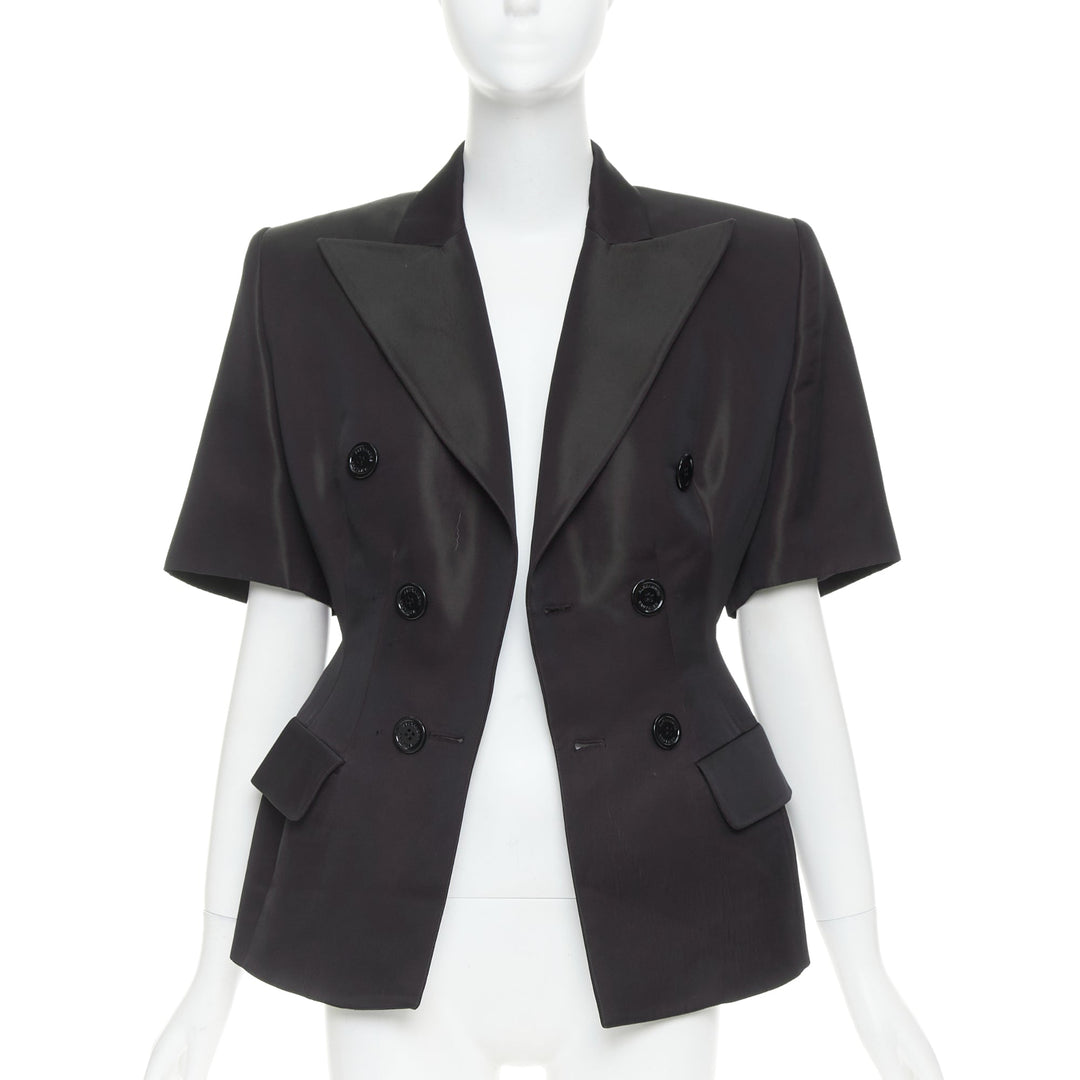 ALEXANDRE VAUTHIER COUTURE AW2022 Runway bordeaux red short sleeve tuxedo jacket