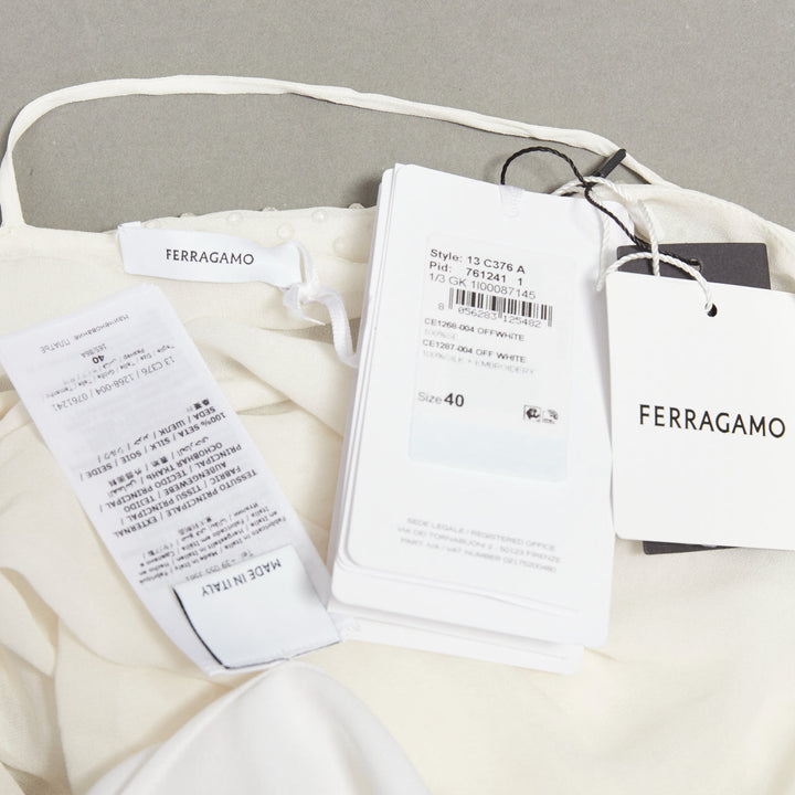 FERRAGAMO Maximilian Davis 2023 Bridal white crystal draped asymmetric gown IT4