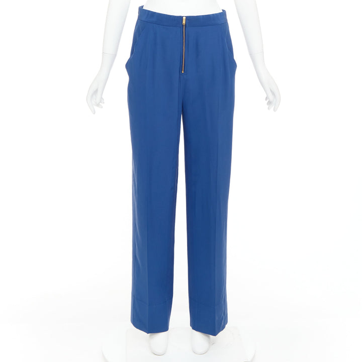 OLD CELINE Phoebe Philo French blue silky half zip tapered pants FR34 XS