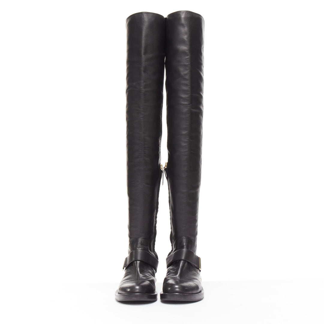 NICOLAS KIRKWOOD black XL pearl embellished heel knee high flat boots EU37.5