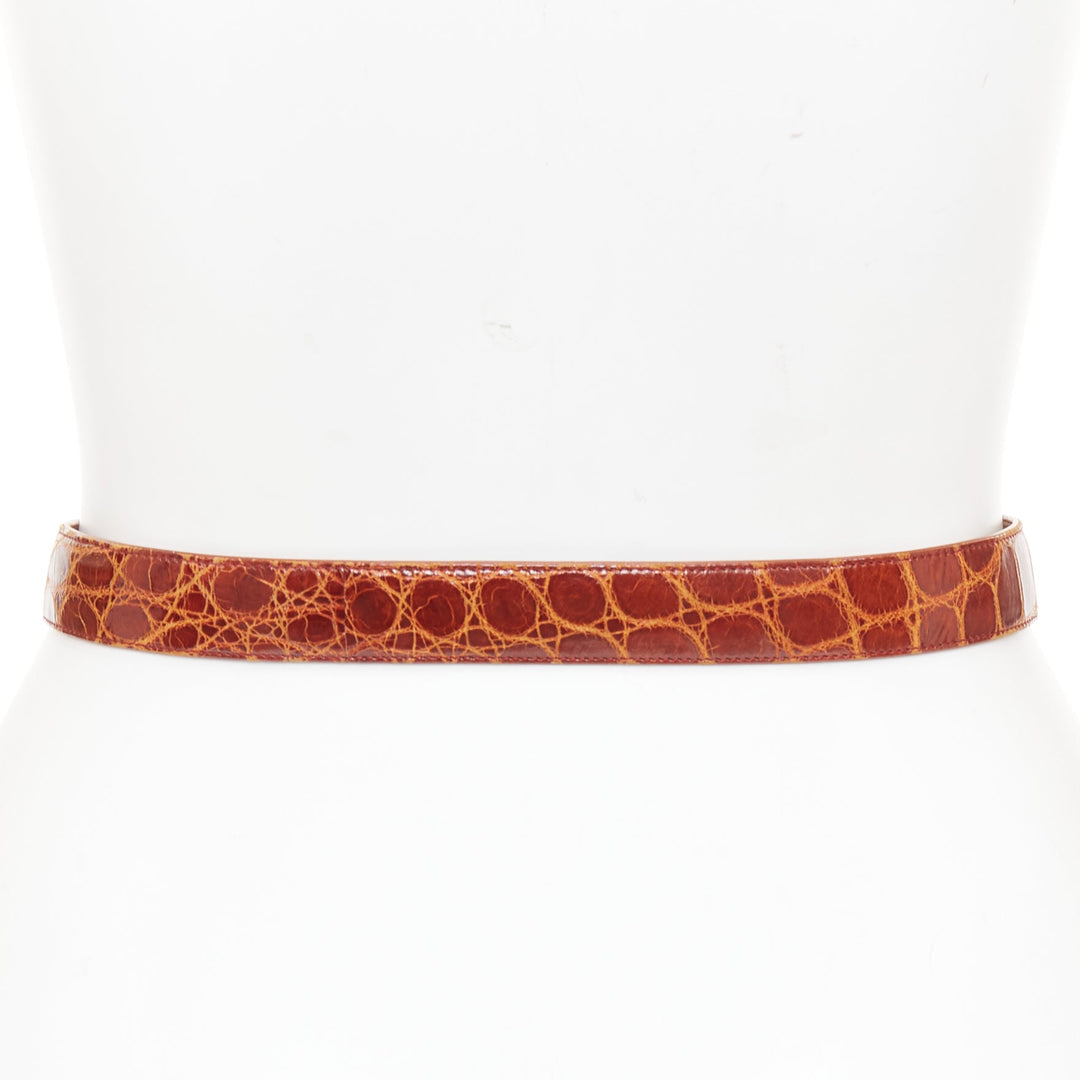 rare PATRICIA VON MUSULIN Vintage 1990s Heart Buckle scaled leather waist belt