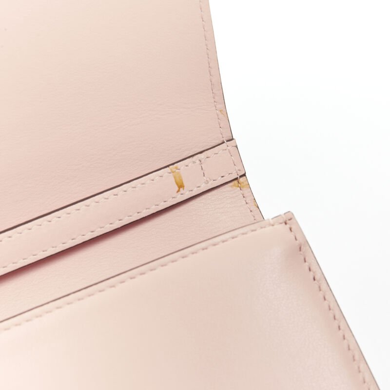 CHRISTIAN LOUBOUTIN Macaron pink gold spike stud flap wallet clutch bag