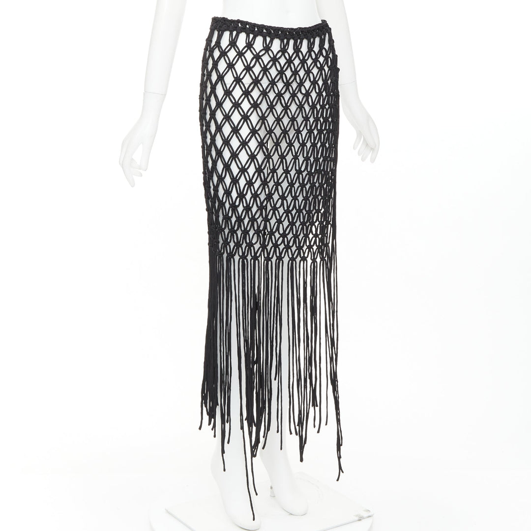 rare DRIES VAN NOTEN 2023 Runway handmade Macrame woven fringe tie skirt