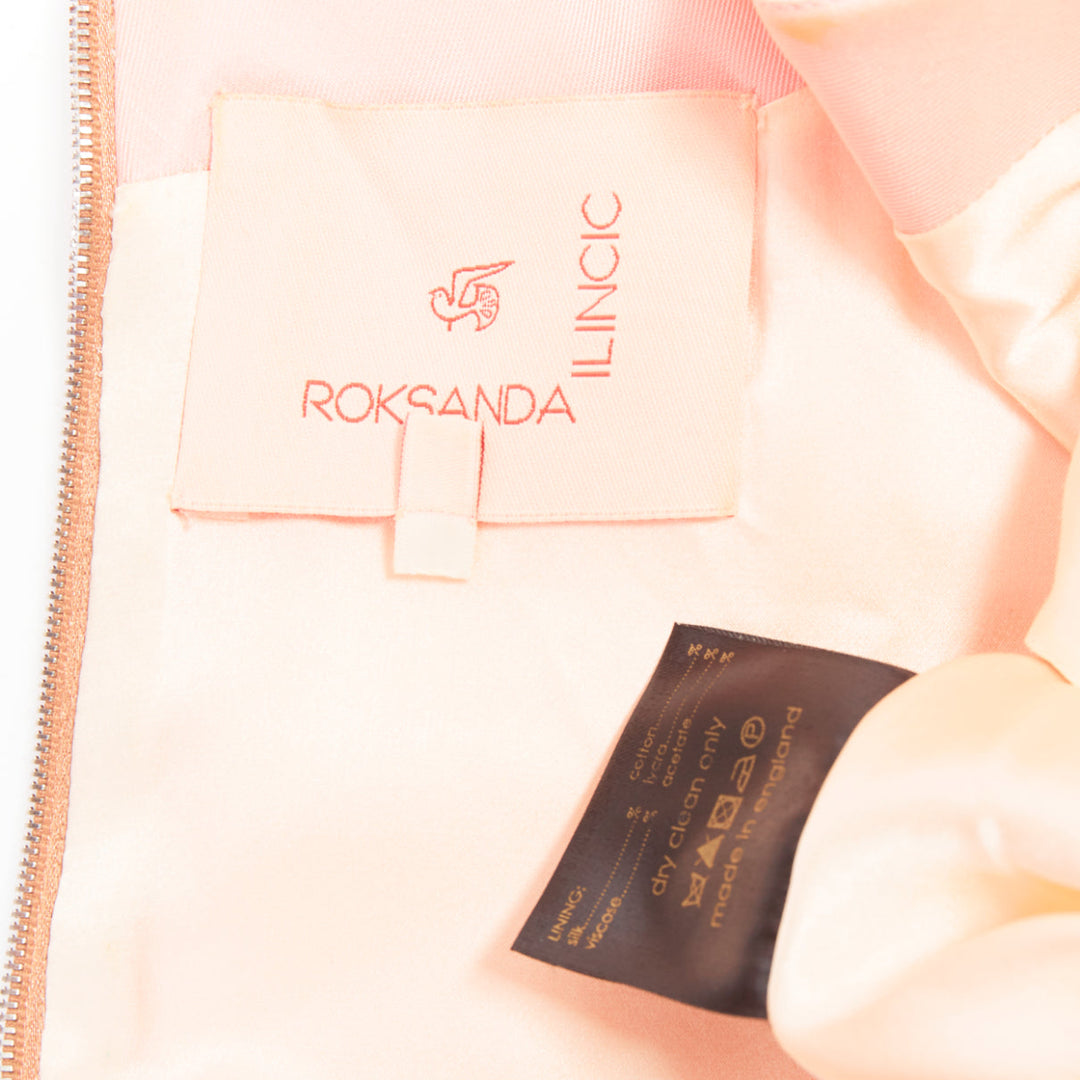 ROKSANDA ILINCIC 2013 pink silk shantung yellow crystal embellished dress UK10 M