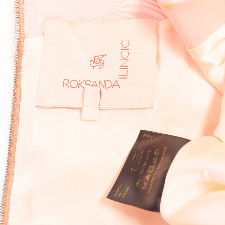ROKSANDA ILINCIC 2013 pink silk shantung yellow crystal embellished dress UK10 M