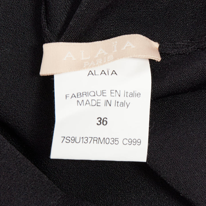 ALAIA black viscose blend V-neck bodysuit t-shirt leotard top FR36 S