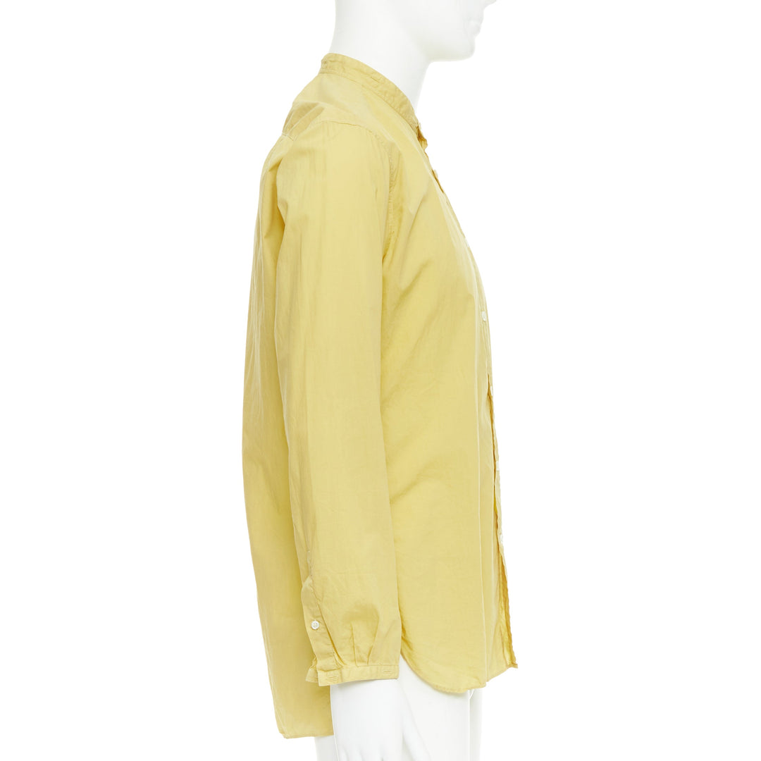 LANVIN butter yellow cotton bishop collar button up dress shirt EU40 L