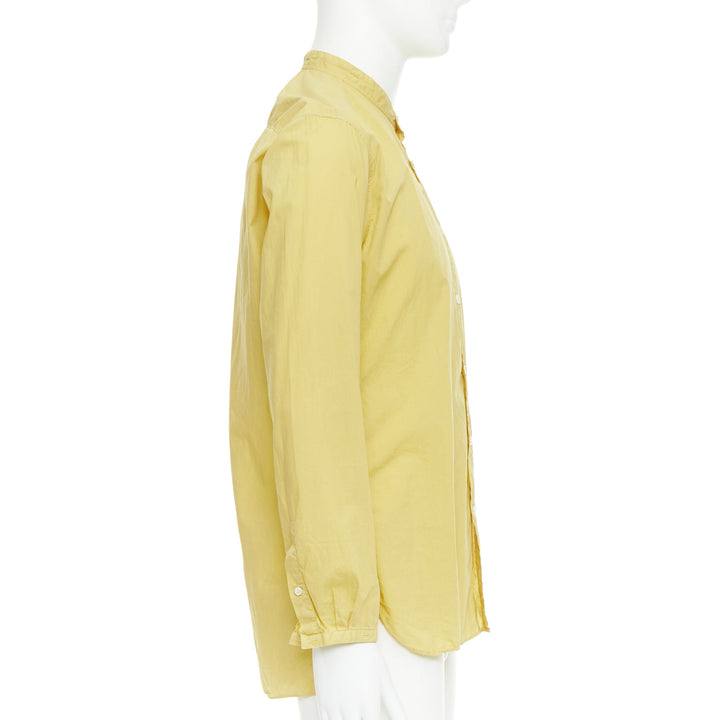 LANVIN butter yellow cotton bishop collar button up dress shirt EU40 L