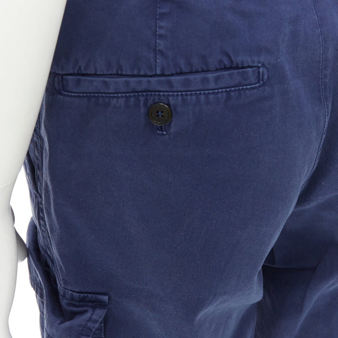 PRADA blue washed cotton pocketed cargo bermuda shorts  IT46 S