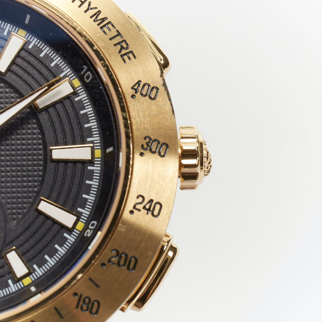 VERSACE Men V-Race Sport Gold Black Face stainless steel quartz analog watch