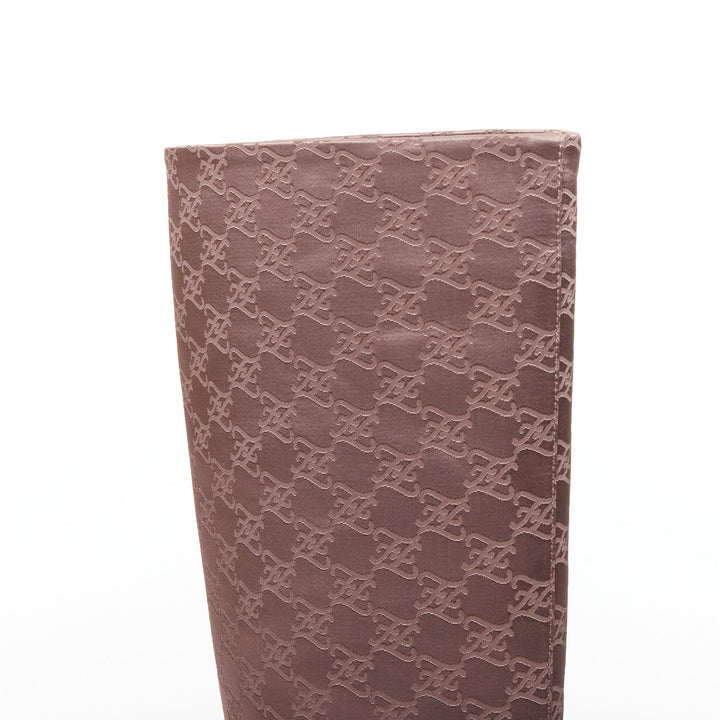 FENDI FF Karligraphy brown satin monogram knee high boots EU35