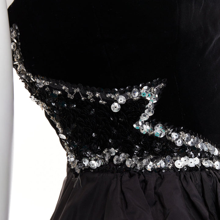 rare ALEXANDRE VAUTHIER COUTURE SS2017 Runway black velvet crystal ruffle gown