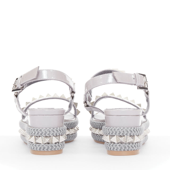 CHRISTIAN LOUBOUTIN Pyraclou 60 mauve patent spikes platform wedges EU38