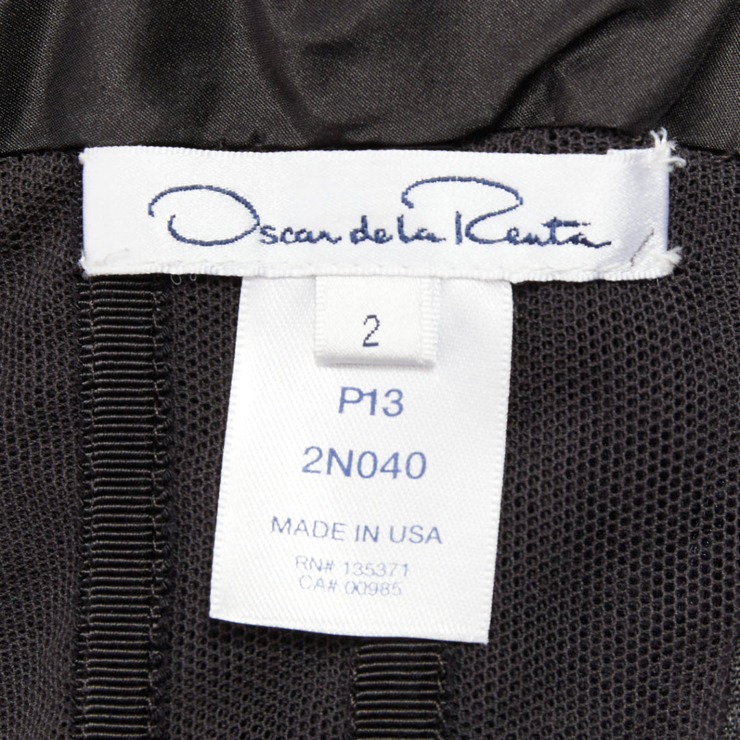 OSCAR DE LA RENTA P13 navy silk tafetta corset one shoulder mermaid gown US0 XS