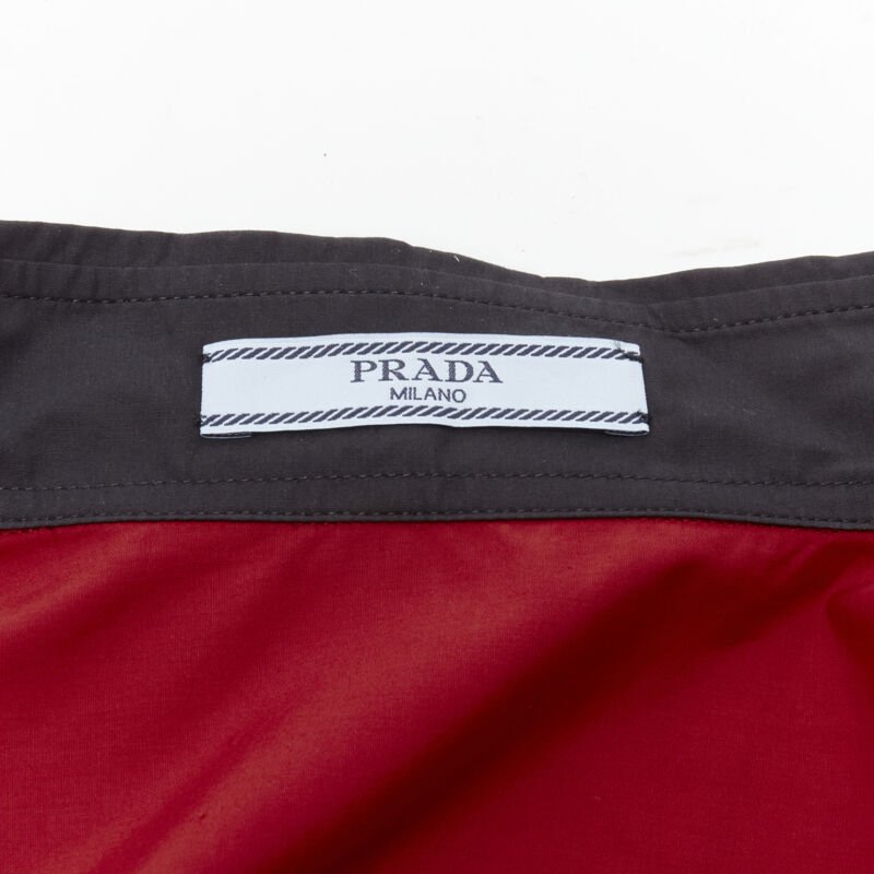 PRADA red contrast black collar boxy sleeveless vest shirt S