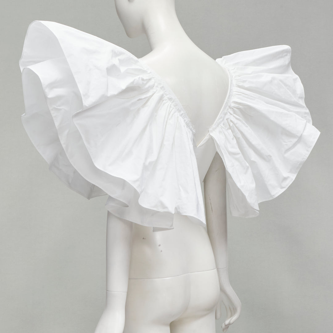 MATICEVSKI 2020 Crowned Butterfly white statement sleeve bustier top AUS6 S