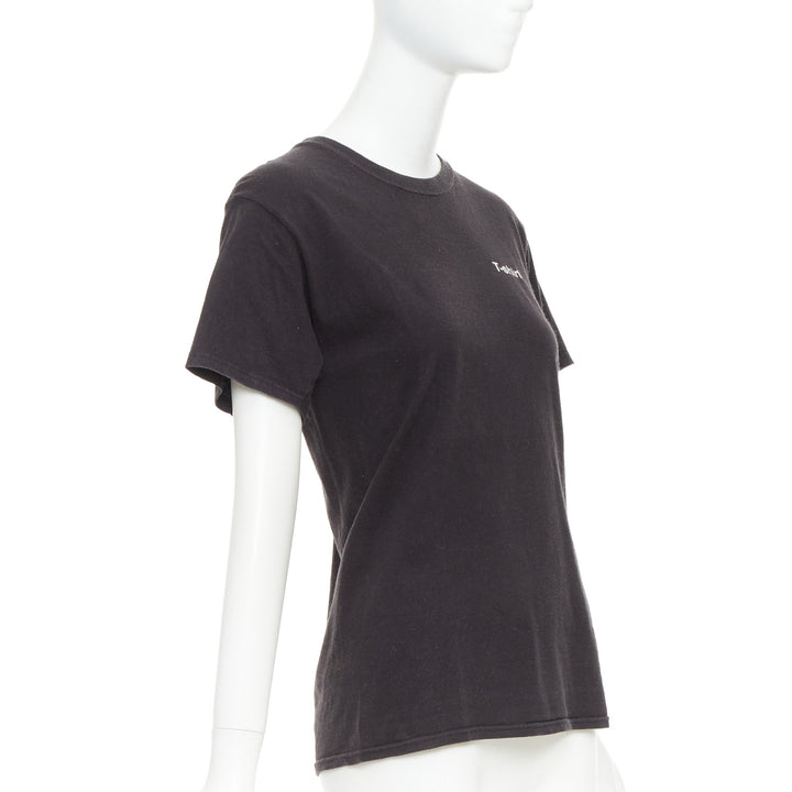 VETEMENTS 2017 black cotton white fonts explanation crew neck T-shirt