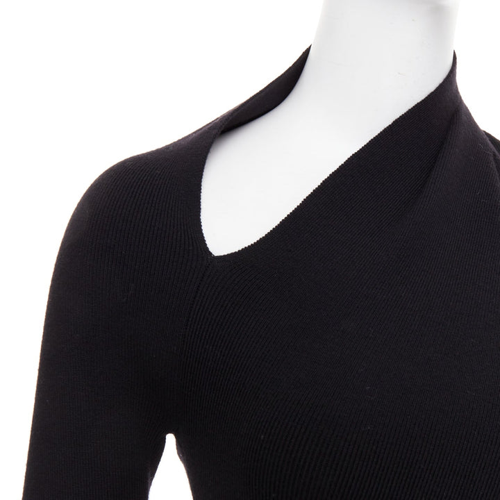 MONSE black extrafine merino wool cut out cold shoulder sweater XS