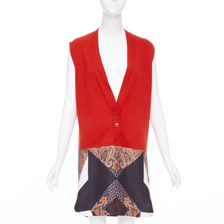GIVENCHY Tisci 2013 Runway red black wool cotton silk paisley vest dress XS