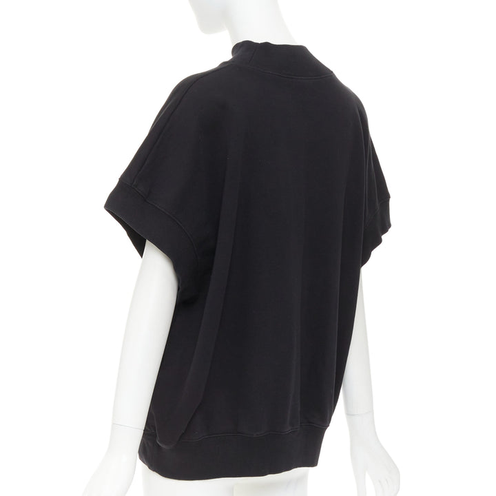 DRIES VAN NOTEN black cotton mock neck dolman short sleeves boxy sweatshirt XS