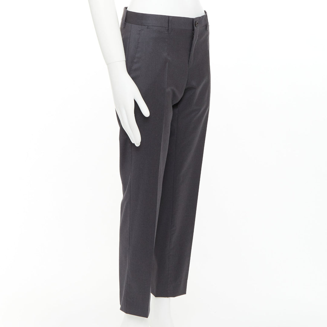 DOLCE GABBANA grey virgin wool blend mid waist cropped dress trousers IT44 XS