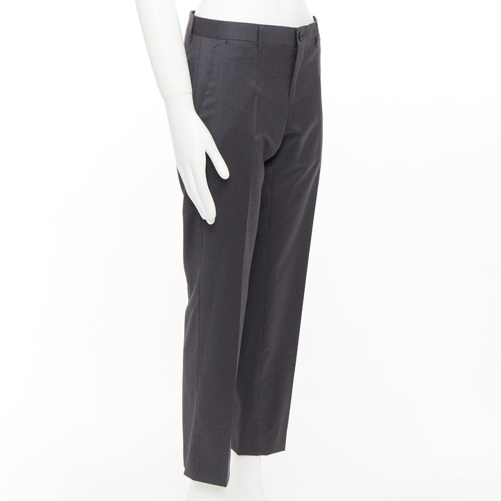 DOLCE GABBANA grey virgin wool blend mid waist cropped dress trousers IT44 XS