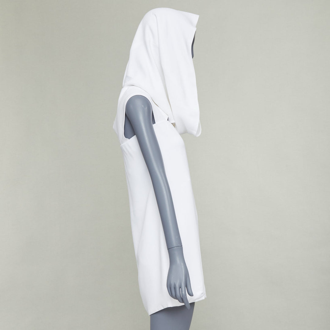 FERRAGAMO Maximilian Davis 2023 Runway Bridal white hood crepe mini dress IT40 S