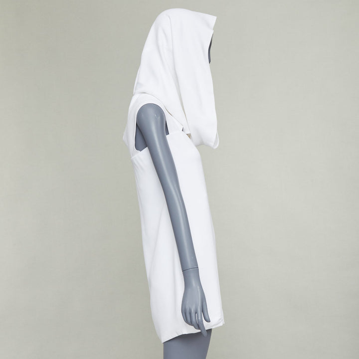 FERRAGAMO Maximilian Davis 2023 Runway Bridal white hood crepe mini dress IT40 S