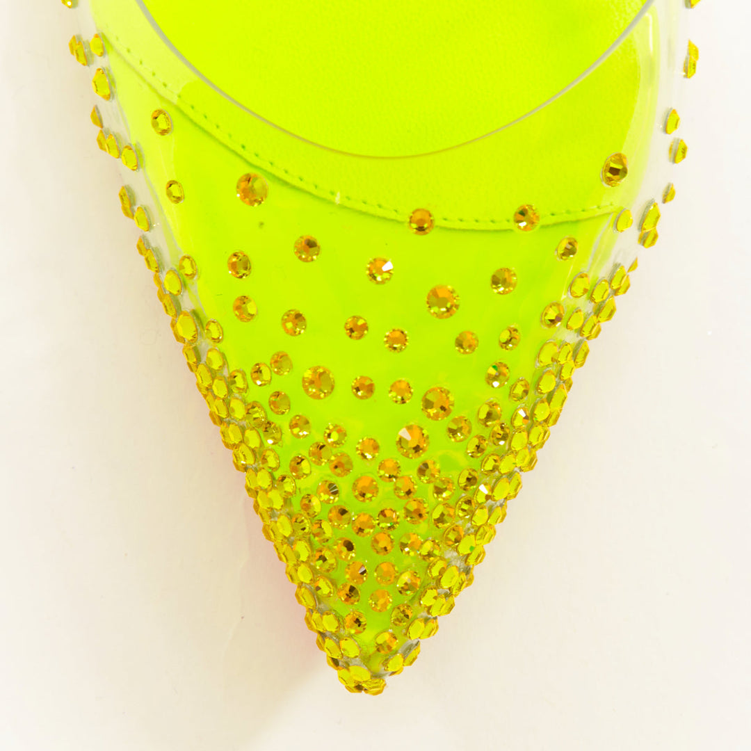 CHRISTIAN LOUBOUTIN Spikaqueen 100 yellow PVC strass degrade pump EU36.5 US6.5