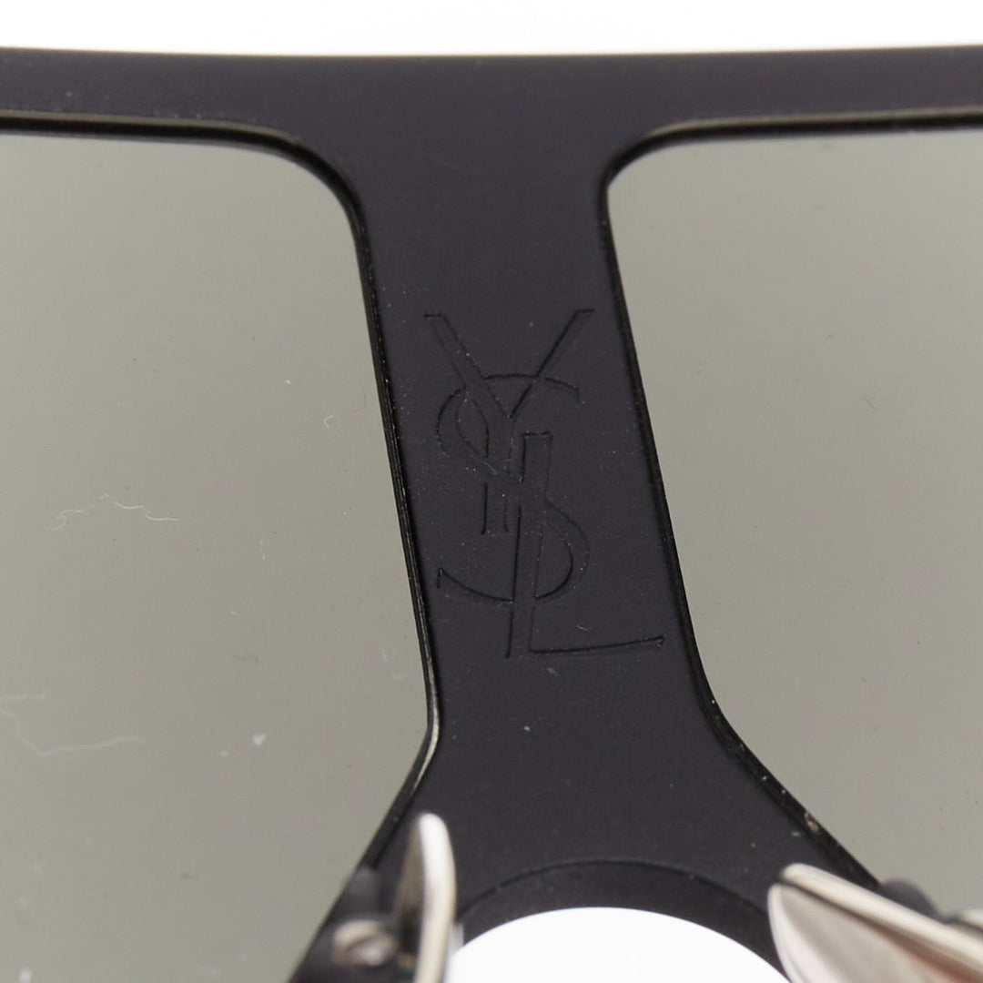 SAINT LAURENT SL182 Betty black matte surface rectangular shield sunglasses