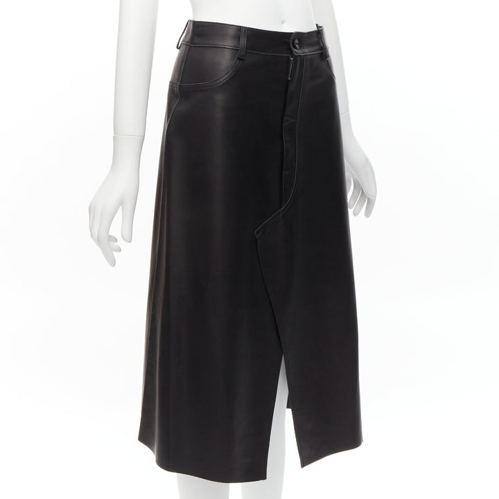 DION LEE black sheep leather back yoke front slit A-line skirt UK6 XS