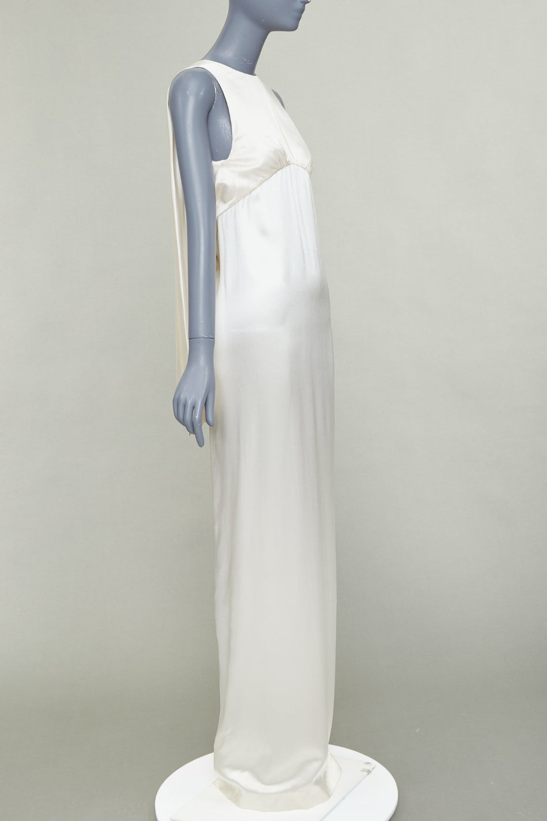 SAINT LAURENT 2022 Runway Bridal ivory satin draped empire column gown FR36 S