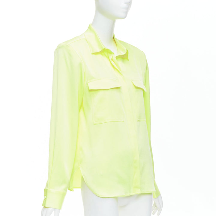 ALEX PERRY neon yellow padded shoulder button down overshirt UK8 S