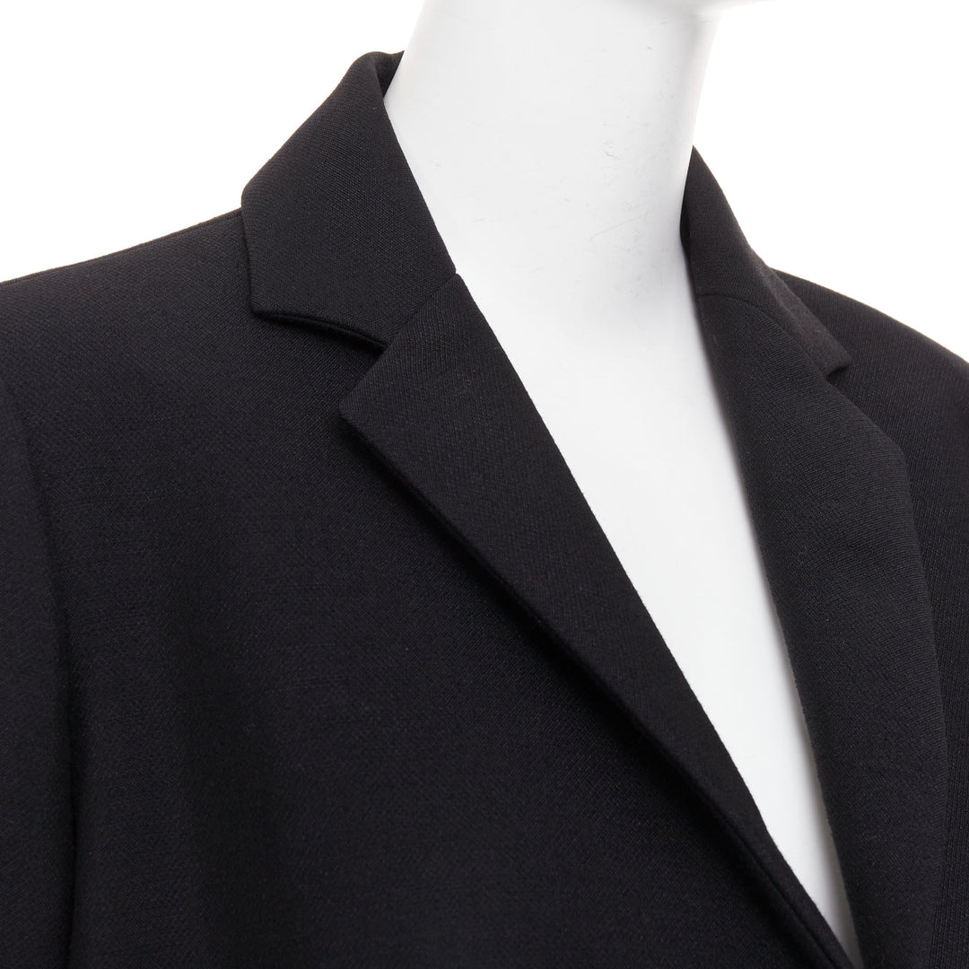 BALENCIAGA 2021 Trapeze black textured patch pocket A-line flared blazer coat