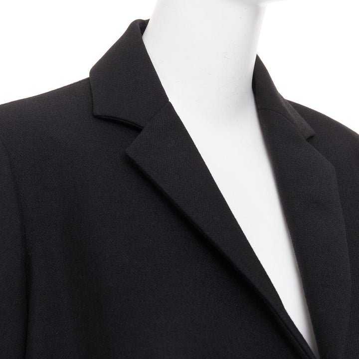 BALENCIAGA 2021 Trapeze black textured patch pocket A-line flared blazer coat