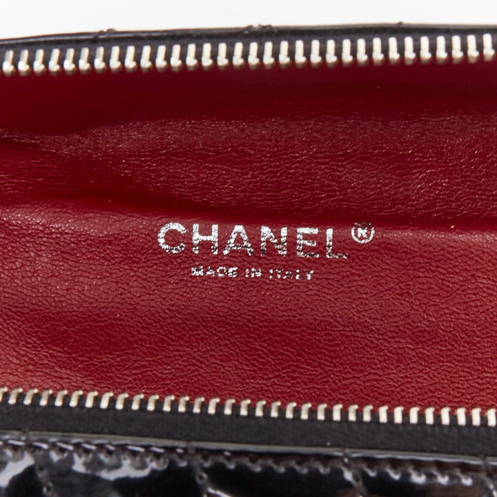 CHANEL 2008 Runway Kaleidoscope black patent geometric quilting asymmetric bag