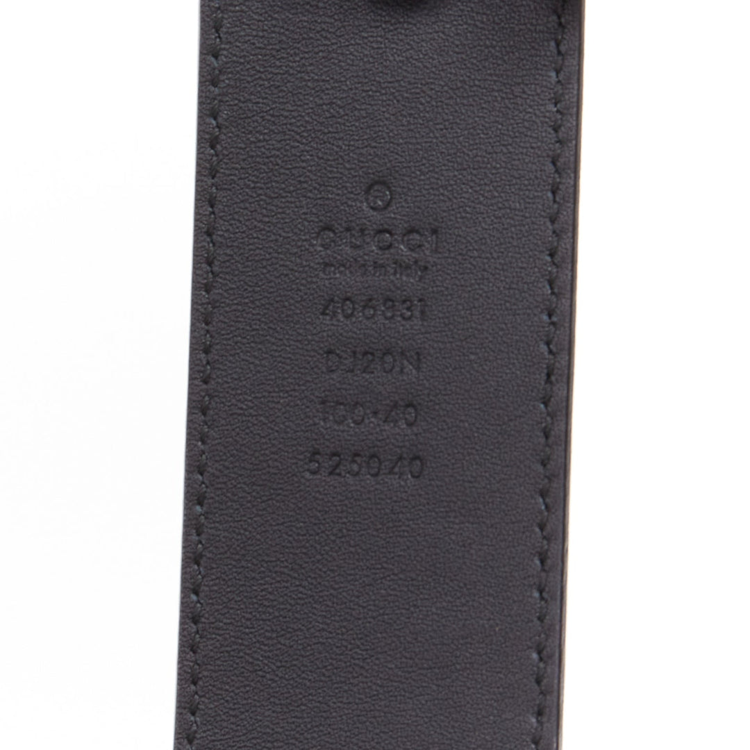 GUCCI Marmont black textured leather silver GG logo wide belt 100cm