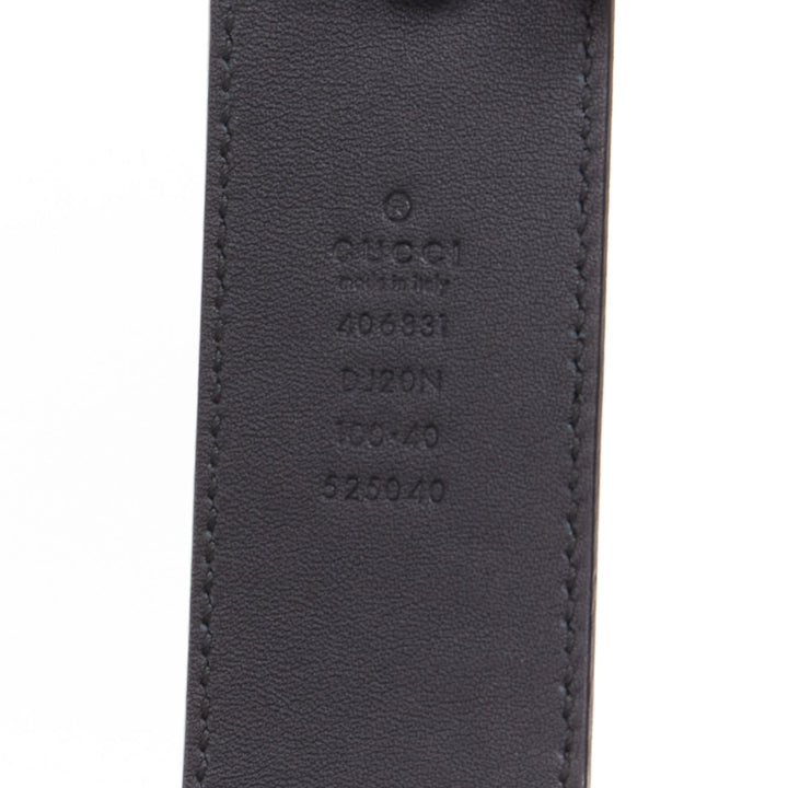 GUCCI Marmont black textured leather silver GG logo wide belt 100cm