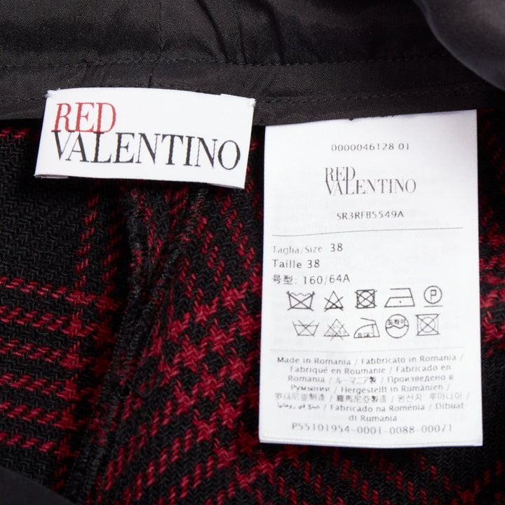 RED VALENTINO red black houndstooth checked flared mini skort IT38 XS