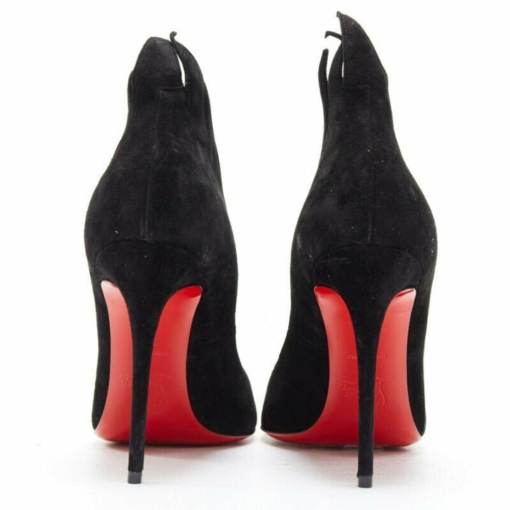 CHRISTIAN LOUBOUTIN Victorina 100 black suede flame point toe pumps EU36