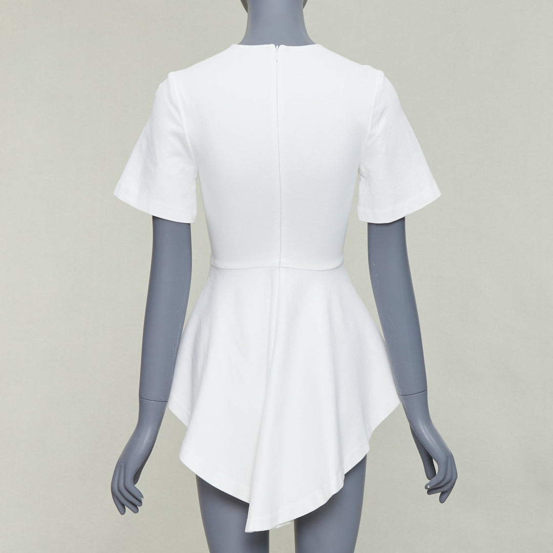 ROSETTA GETTY cream silk trim peplum cascade high low top top XS