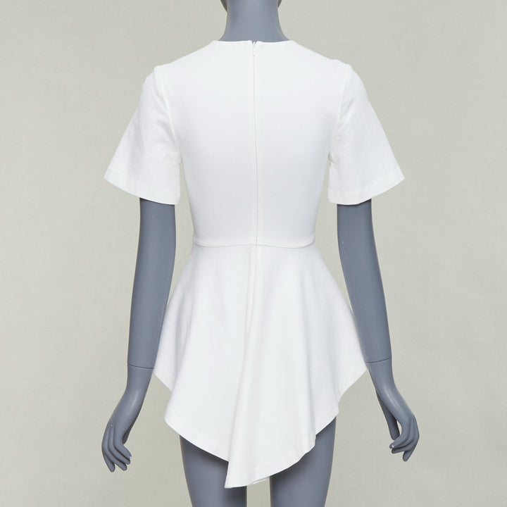 ROSETTA GETTY cream silk trim peplum cascade high low top top XS