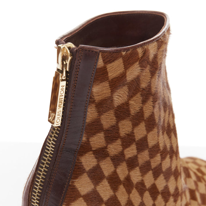 LOUIS VUITTON 1999 Vintage Marc Jacobs Damier Sauvage calfhair ankle boots EU37
