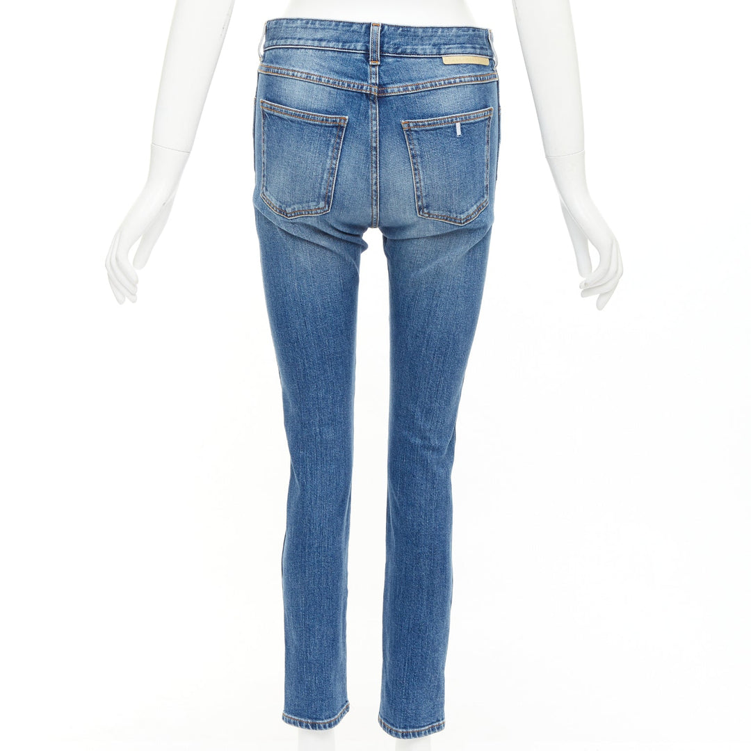 STELLA MCCARTNEY 2014 yellow blue superhero patch cropped jeans 25"